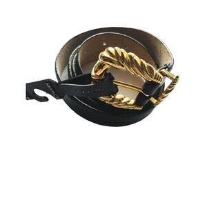 JCPenney Black Genuine Leather Golden Buckle Size 2XL B78